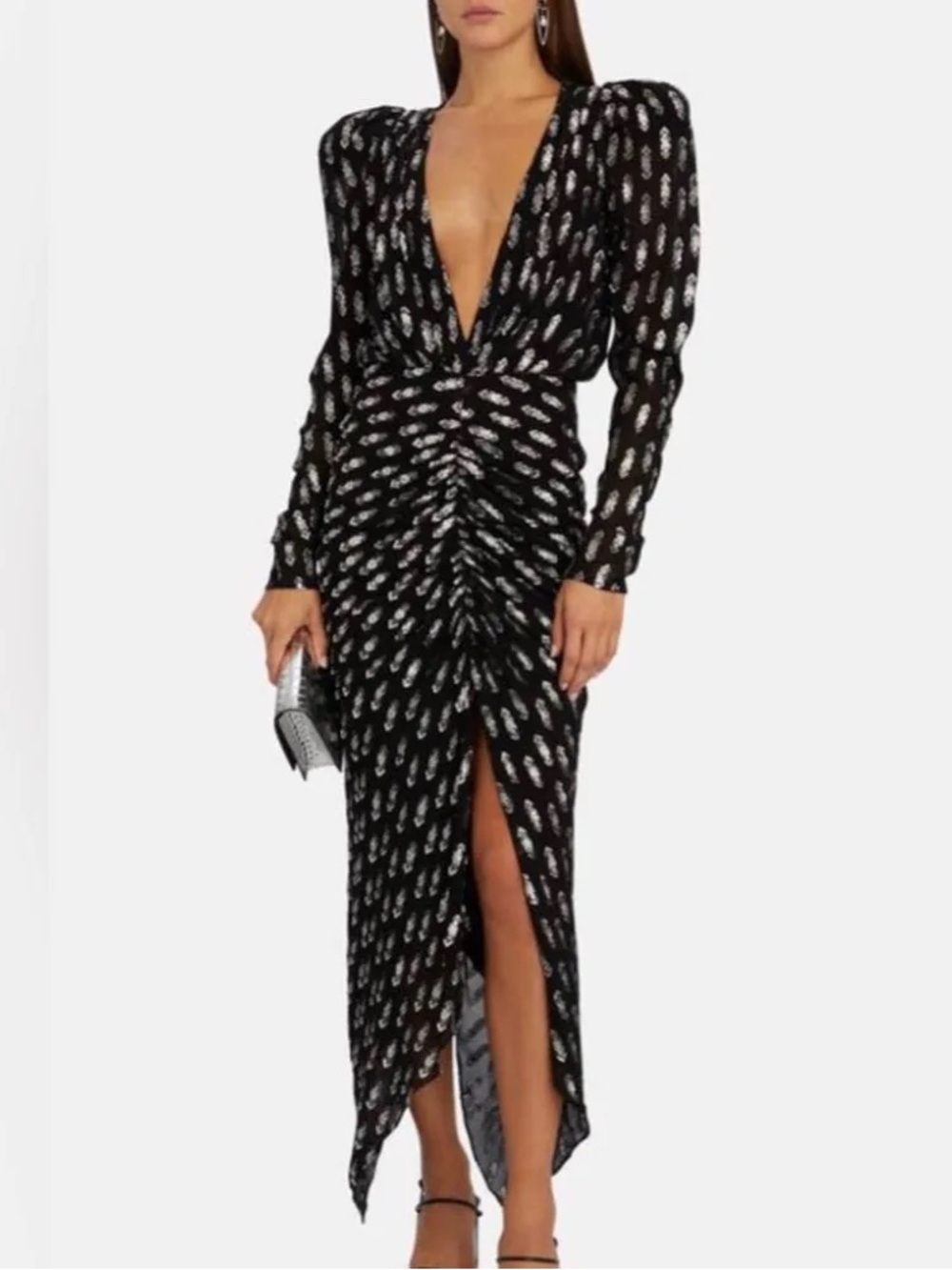 Ronny Kobo Astrid Fil Coup black silver dress